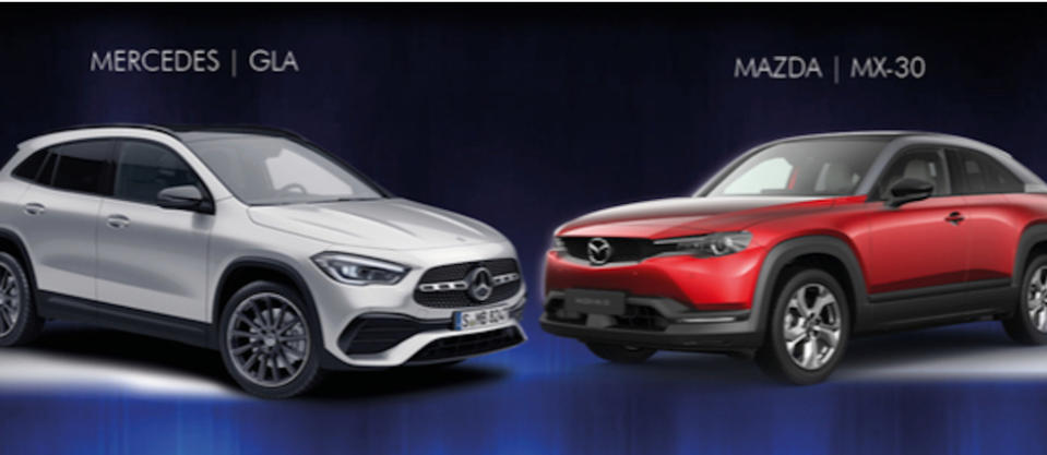 Elles ne sont plus que deux à concourir pour l'élection de la « Plus belle voiture de l’année » : la Mercedes GLA et la Mazda MX-30.
