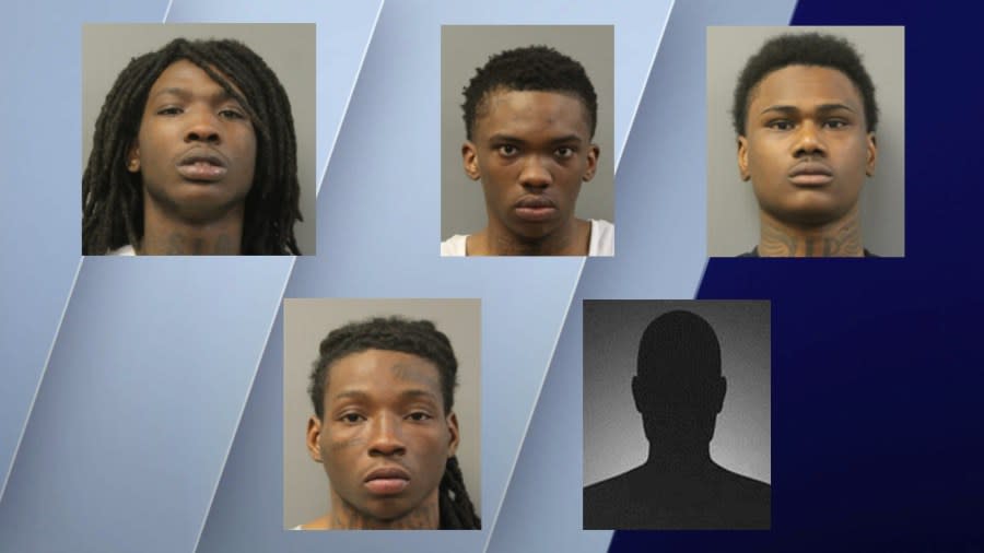 Lawrence Norwood (top left), Renard McGee (top center), Omari Gunn (top right), Jaquan Martin (bottom left) and an unidentified 17-year-old are each facing a slew of felony charges in connection with an armed robbery that unfolded on the West Side on Sunday.