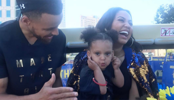 The Curry family celebrating the Golden State Warrior win. (Photo: Instagram/Ayesha Curry)