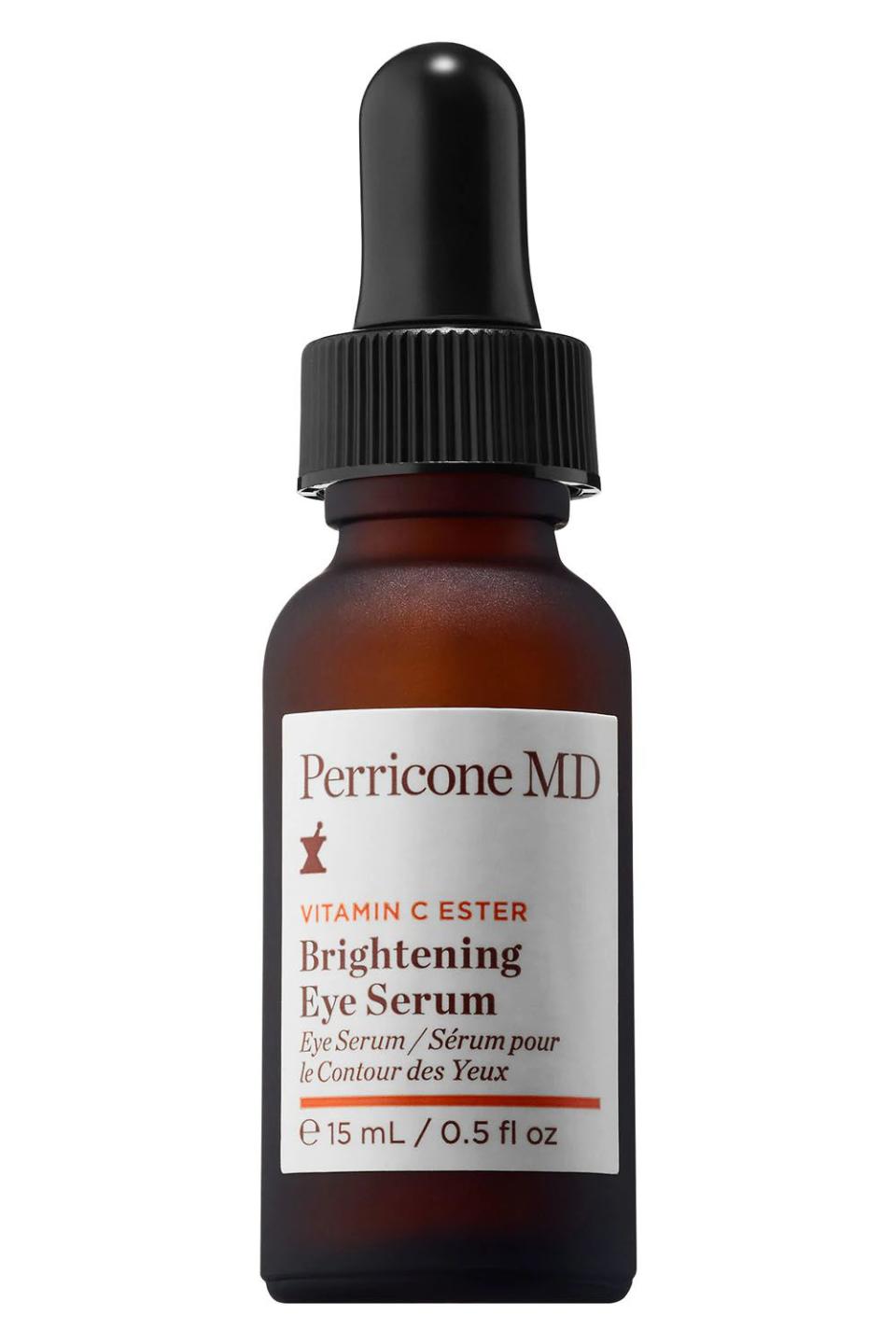 <p><strong>Perricone MD</strong></p><p>sephora.com</p><p><strong>$60.00</strong></p><p><a href="https://go.redirectingat.com?id=74968X1596630&url=https%3A%2F%2Fwww.sephora.com%2Fproduct%2Fvitamin-c-ester-eye-serum-P243236&sref=https%3A%2F%2Fwww.cosmopolitan.com%2Fstyle-beauty%2Fbeauty%2Fg28266531%2Fbest-eye-serums%2F" rel="nofollow noopener" target="_blank" data-ylk="slk:Shop Now;elm:context_link;itc:0;sec:content-canvas" class="link ">Shop Now</a></p><p>The hero ingredient in this eye serum is <a href="https://www.cosmopolitan.com/style-beauty/beauty/g12091058/best-vitamin-c-serum-face-skin/" rel="nofollow noopener" target="_blank" data-ylk="slk:vitamin C;elm:context_link;itc:0;sec:content-canvas" class="link ">vitamin C</a>, a skin-brightening antioxidant that <strong>leaves your under-eye area with a healthy-looking glow</strong>. Basically, this eye serum will make you look like you got a full night’s sleep (even if you <em>definitely</em> didn’t). </p>