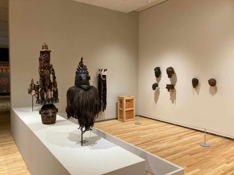 A look at the variety of masks in the "About Face" exhibit on display during the Stanley Museum of Art's opening weekend.