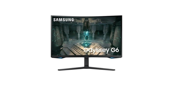 A Samsung 27-inch G65B Curved Gaming Monitor on a white background.