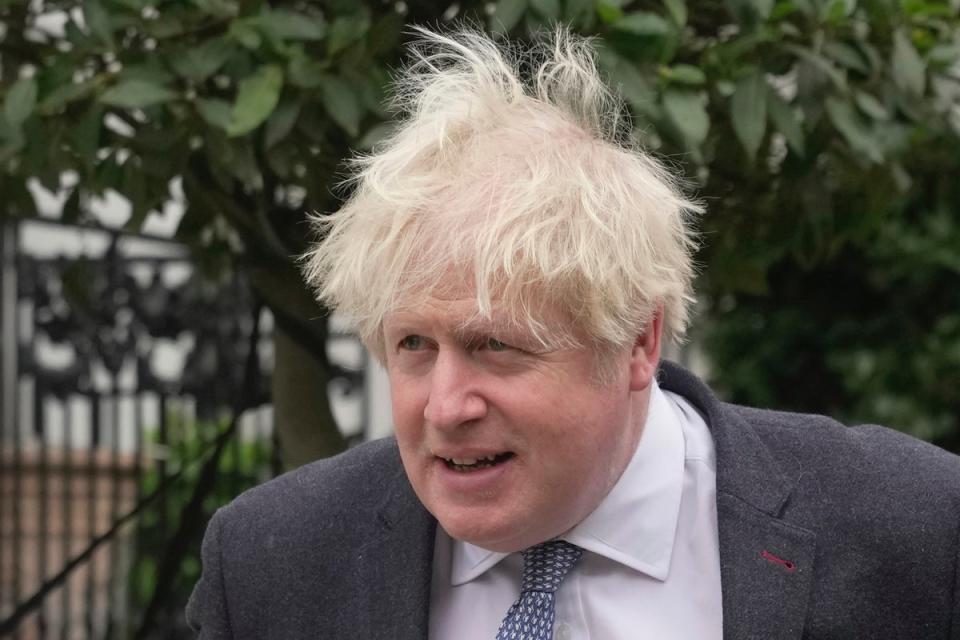 Boris Johnson outside his home on Tuesday as he prepares for grilling (Copyright 2023 The Associated Press. All rights reserved)