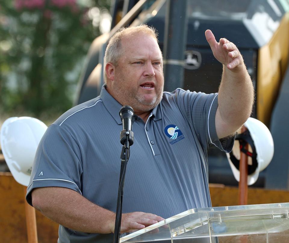 Chad Brown speaks during the Ground Breaking Ceremony for The Lighthouse Children’s Advocacy Center on City Church Street Thursday morning, July 22, 2021.