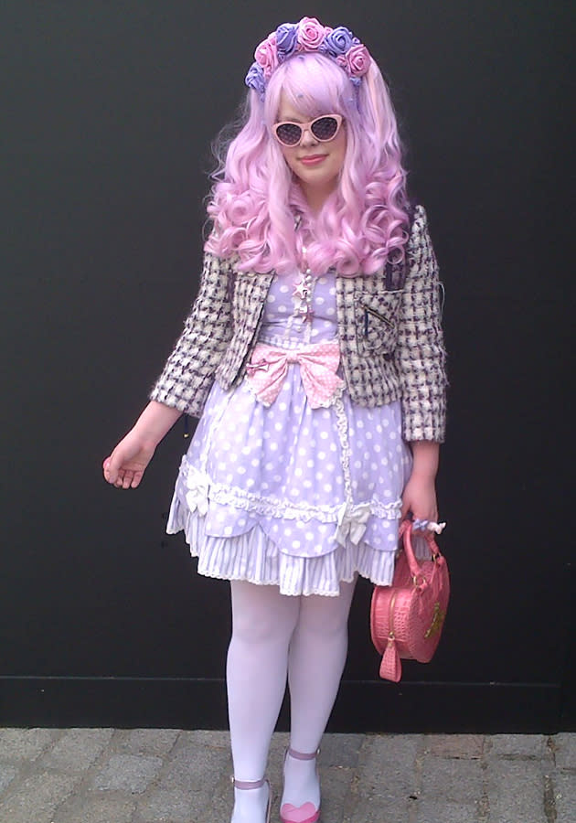 <b>London Fashion Week AW13 FROW <br></b><br>Fashion blogger Florrie Clarke shows off her serious love of pastels at LFW AW13 <br><br>©PA
