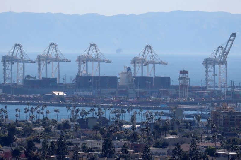FILE PHOTO: The port of Long Beach is shown in Long Beach, California