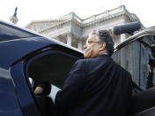 FILE - Sen. Al Franken, D-Minn., leaves the Capitol after speaking on the Senate floor, Dec. 7, 2017, in Washington. Franken said he will resign from the Senate in coming weeks following a wave of sexual misconduct allegations and a collapse of support from his Democratic colleagues. (AP Photo/Jacquelyn Martin, File)