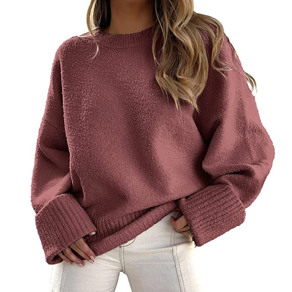 ANRABESS Crewneck Fuzzy Knit Pullover