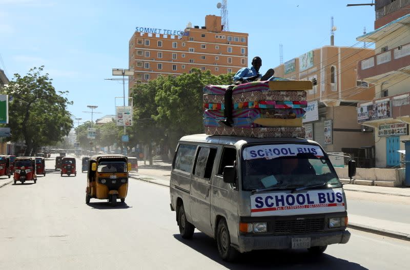 Residents flee following renewed clashes, in Hodan district of Mogadishu