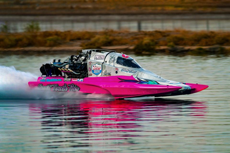 When she isn't working her day job at Heartland Motorsports Park in Topeka, Shelby Ebert travels around the country racing hydroplanes.