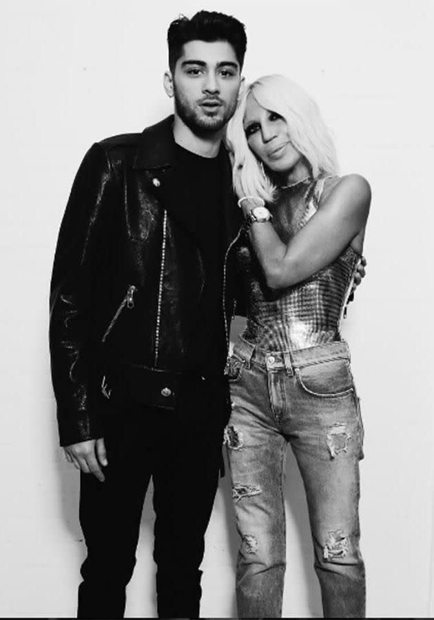 Zayn posted this image of him and Donatella Versace to his Instagram. Photo: Instagram.