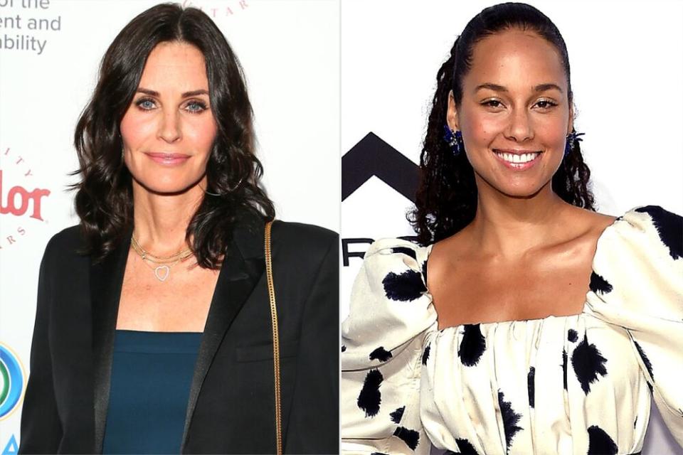 Courteney Cox; Alicia Keys | JB Lacroix/WireImage; Jamie McCarthy/Getty