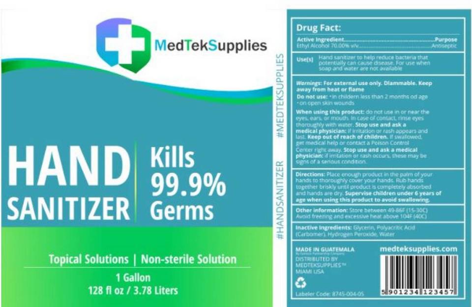 MedTekSupplies hand sanitizer