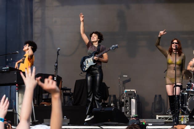 Muna performed at Pitchfork Music Festival shortly before joining Alanis Morissette during her headlining set - Credit: Natasha Moustache/Getty Images