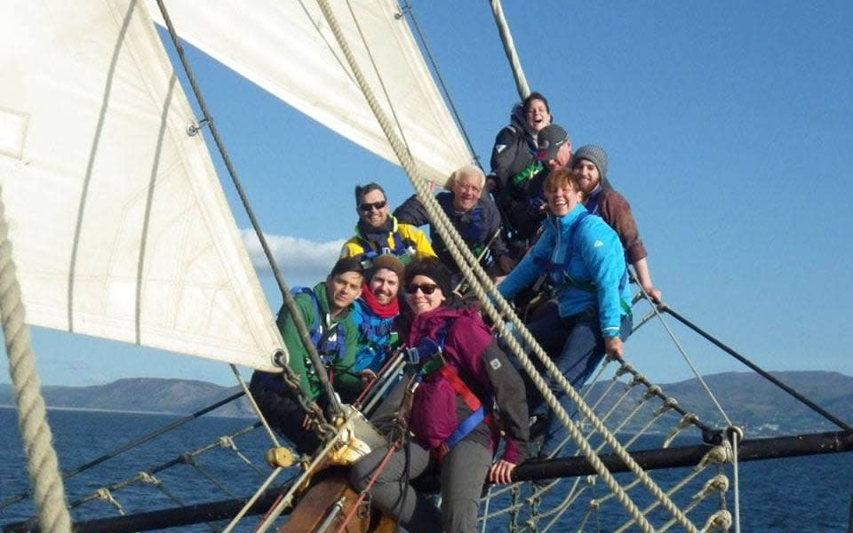 Crew on board tall ship - Sail Training International