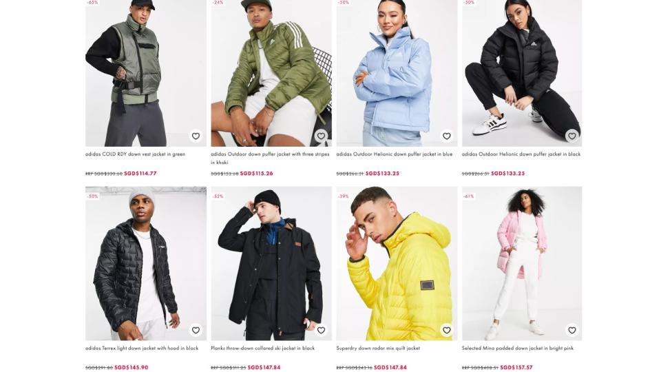 You can get trendy and fashionable down jackets from ASOS/ Moneysmart