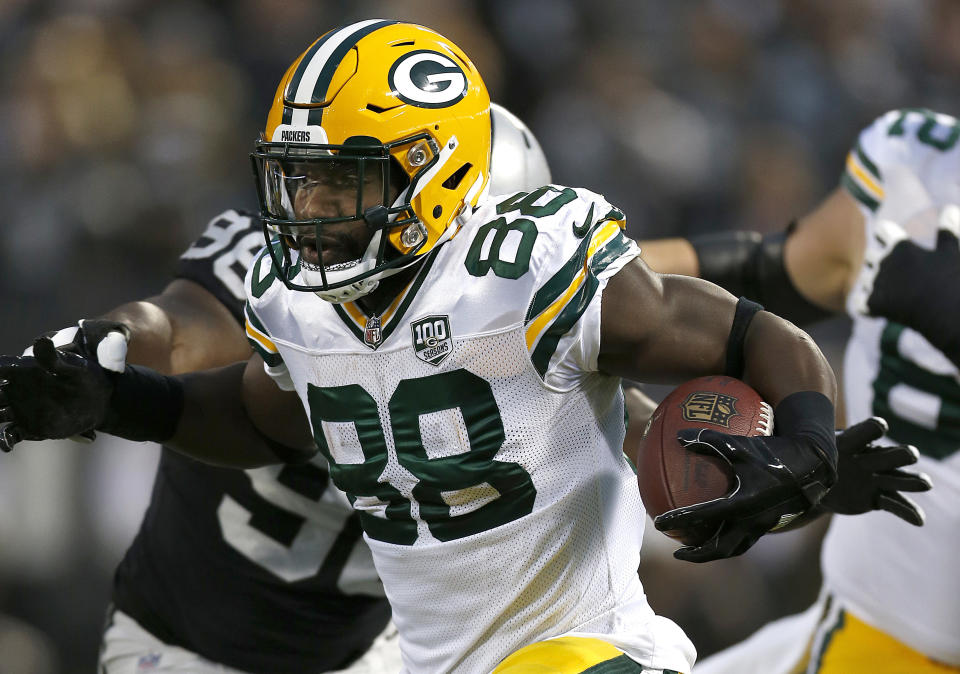 Former Green Bay Packers running back Ty Montgomery is settling in with the Baltimore Ravens after a trade. (AP)