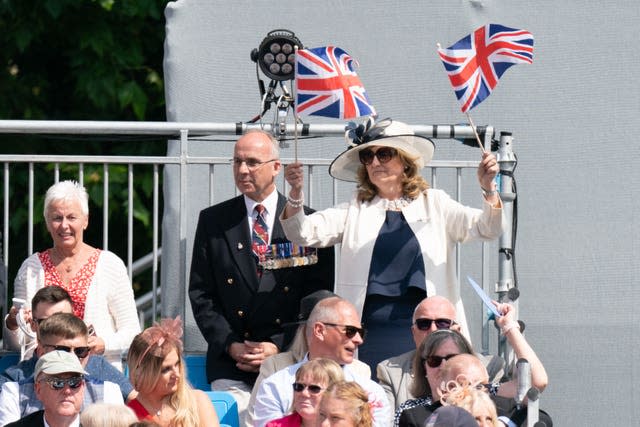 Crowds watch the Trooping the Colour ceremony