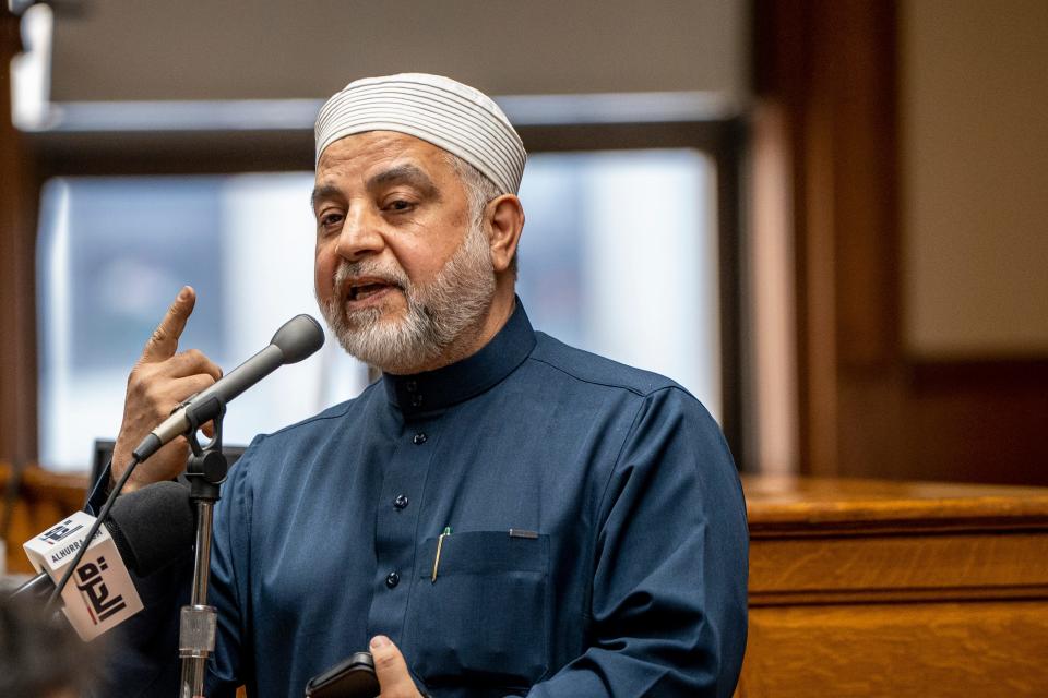 Mohammad Qatanani, Imam of the Islamic Center of Passaic County gives the invocation during a judicial swearing-in ceremony on Tuesday, March 21, 2023.