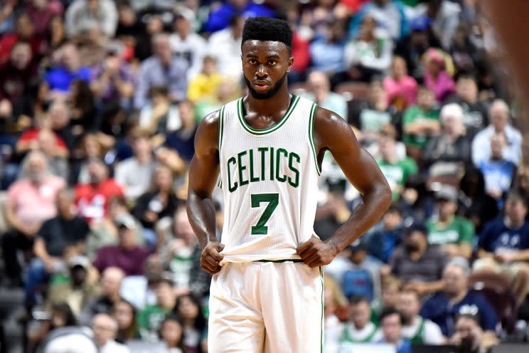 The Brooklyn Nets are the gift that keeps on giving the Celtics, and Jaylen Brown is the latest present. (Getty Images)