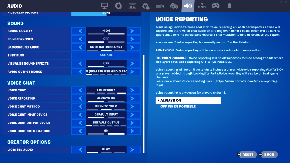 Fortnite players can now submit audio clips as evidence when reporting in-game abuse