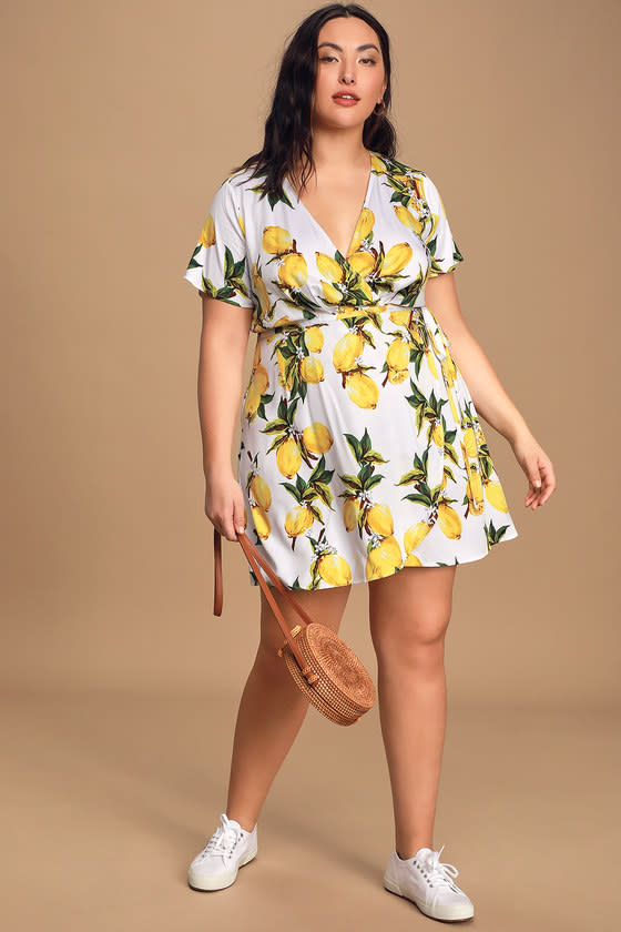 lulus lemon wrap dress