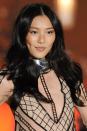 <p>Liu Wen wearing bronze eyeshadow and glossy waves in 2010.</p>