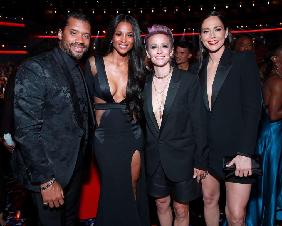 Russell Wilson, Ciara, Megan Rapinoe, and Sue Bird attend The 2019 ESPYs at Microsoft Theater on July 10, 2019 in Los Angeles, California