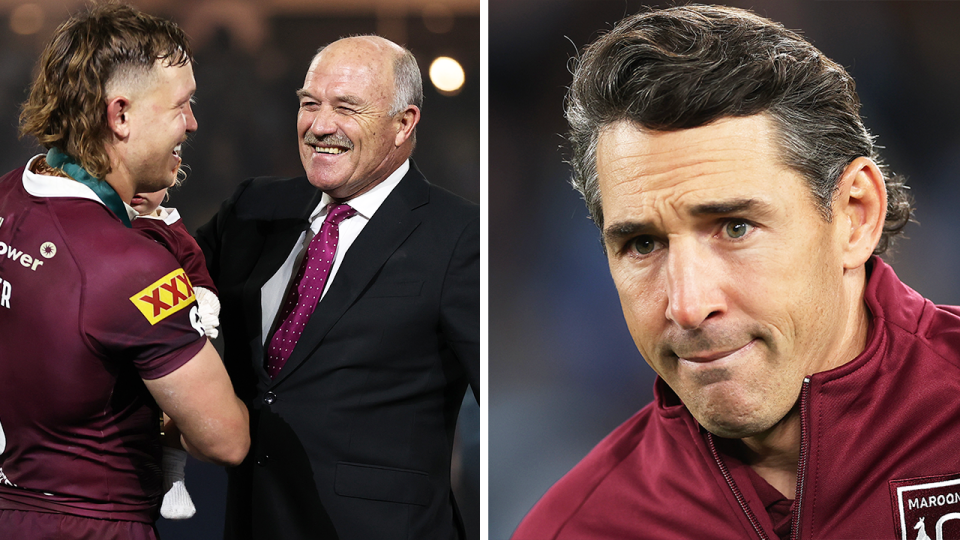 Maroons legends Wally Lewis (pictured middle) has urged coach Billy Slater to look at Dragons enforcer Jaydn Su'A for State of Origin selection. (Getty Images)