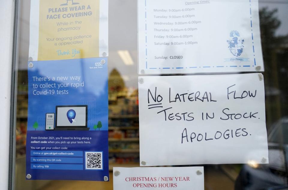 Tests are increasingly hard to come by (Andrew Matthews/PA) (PA Wire)