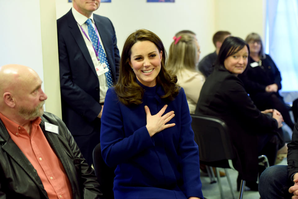 WICKFORD, ENGLAND - FEBRUARY 07: Catherine, Duchess of Cambridge opens an Action on Addiction Community Treatment Centre on February 7, 2018 in Wickford, United Kingdom. The Duchess will join a round-table discussion with healthcare professionals, meet staff and clients at different points of their recovery, and attend a reception to commemorate the opening. ( Photo by Eddie Mulholland - Pool/Getty Images)
