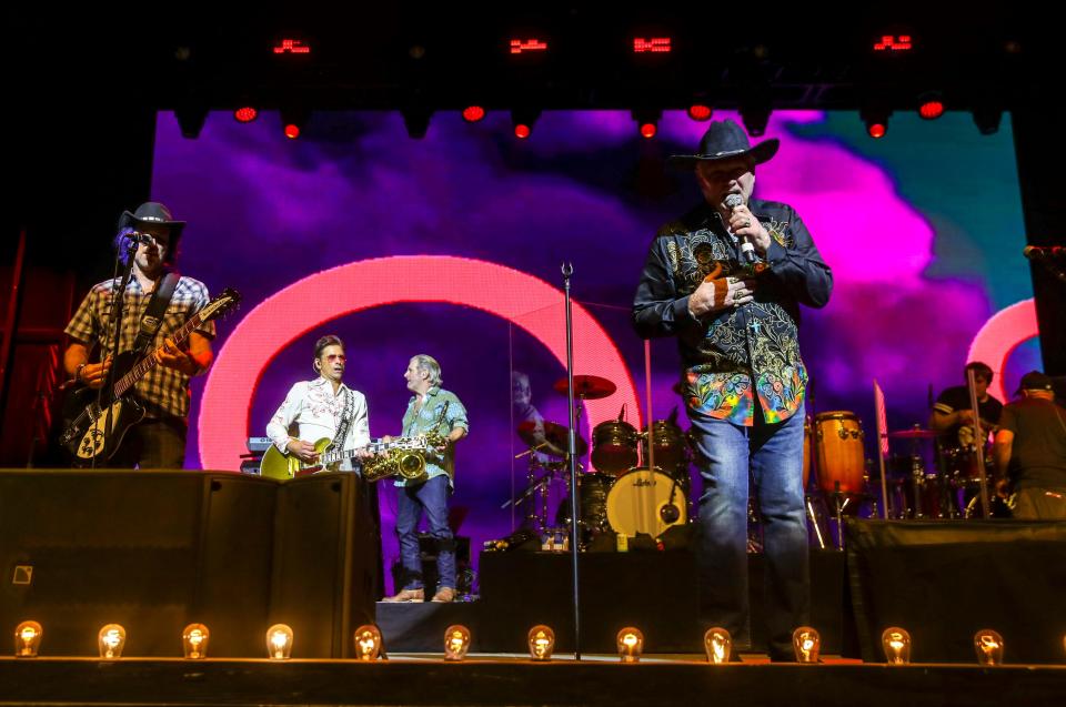 The Beach Boys perform with frontman Mike Love in the Palomino tent during Stagecoach country music festival in Indio, Calif., Sunday, April 28, 2024.