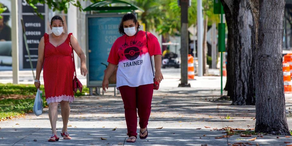 Florida women wearing masks amid coronavirus