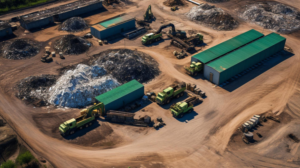 Aerial view of a Waste Management Transfer Station, highlighting the scale of its operations.