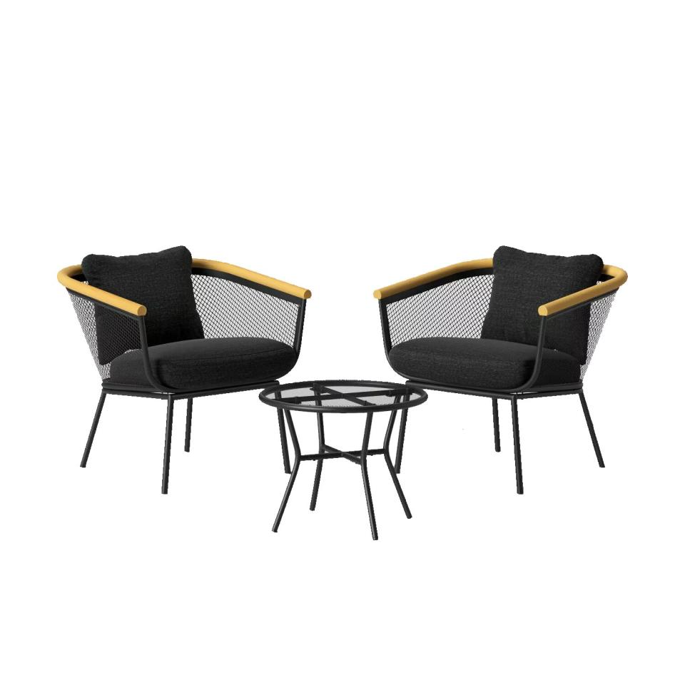 three-piece black patio set