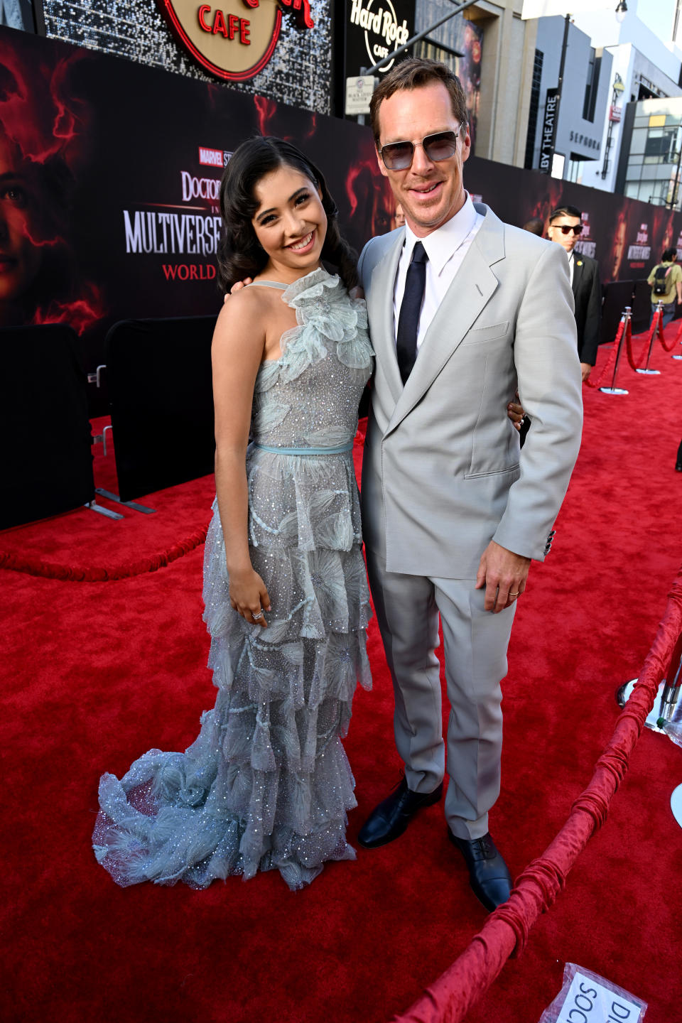 Xochitl Gomez and Benedict Cumberbatch at the “Doctor Strange in the Multiverse of Madness” world premiere. - Credit: Getty Images for Disney