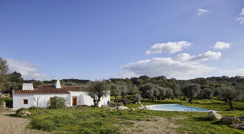 In addition to being surrounded by olive trees, the property is also bordered by a stream and dotted with ancient rock formations, enhancing the overall sense of peace and privacy.