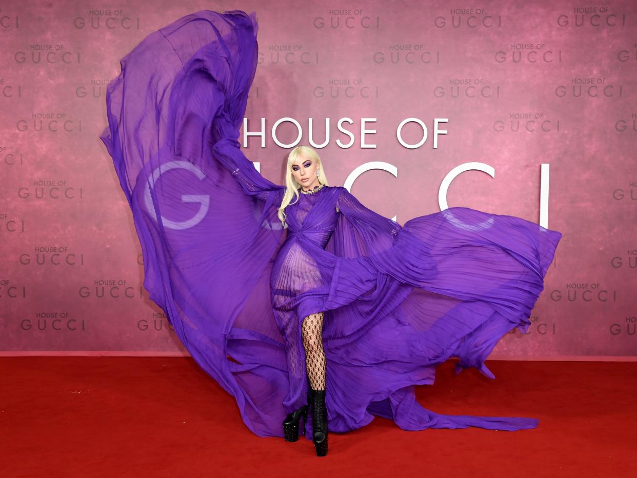 Lady Gaga in a purple dress