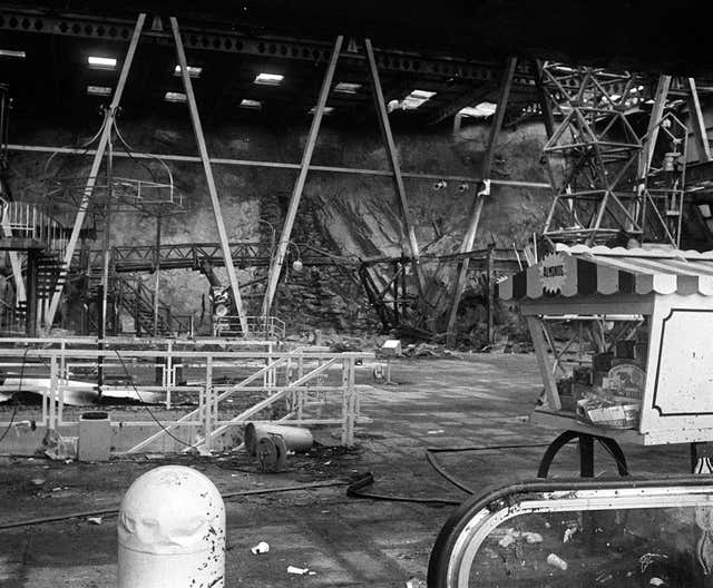 The wreckage inside the Summerland holiday complex which caught fire and rapidly turned the building into an inferno in 1973