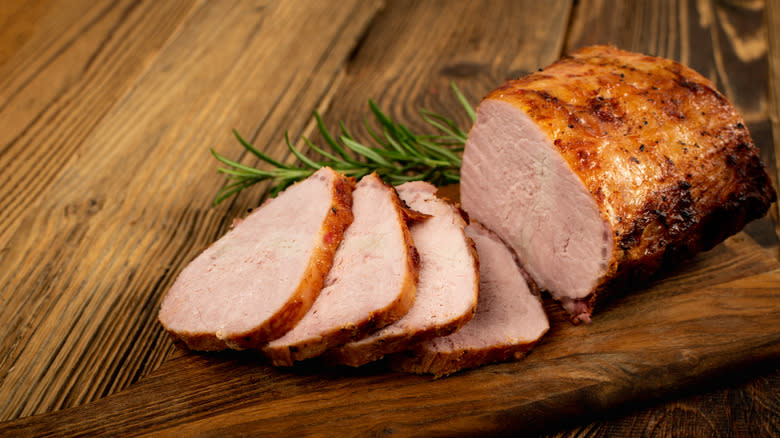 Sliced roast pork tenderloin