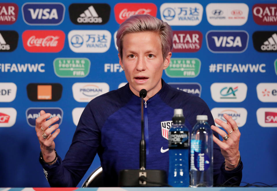 Soccer Football - Women's World Cup - Quarter Finals - United States Press Conference - Parc des Princes, Paris, France - June 27, 2019  Megan Rapinoe of the U.S. during the press conference  REUTERS/Benoit Tessier