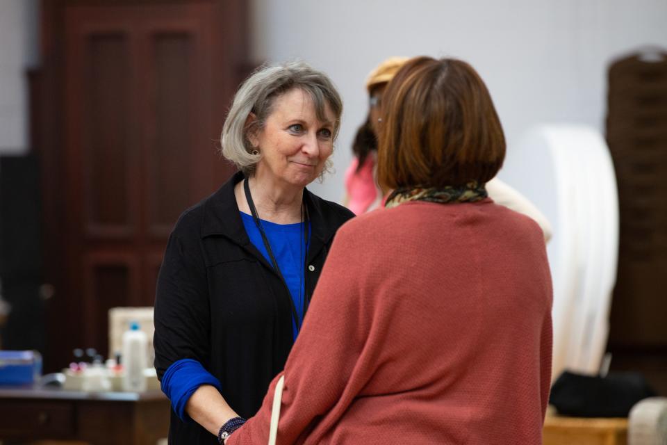 Greta Lambert, left, during rehearsal for "Steel Magnolias" at the Alabama Shakespeare Festival.