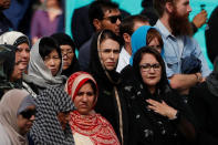 New Zealand's Prime Minister Jacinda Ardern attends the Friday prayers at Hagley Park outside Al-Noor mosque in Christchurch, New Zealand March 22, 2019. REUTERS/Jorge Silva