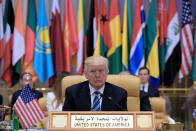 <p>U.S. President Donald Trump attends the Arabic Islamic American Summit at the King Abdulaziz Conference Center in Riyadh, Saudi Arabia, May 21, 2017. (Photo: Mandel Ngan/AFP/Getty Images) </p>