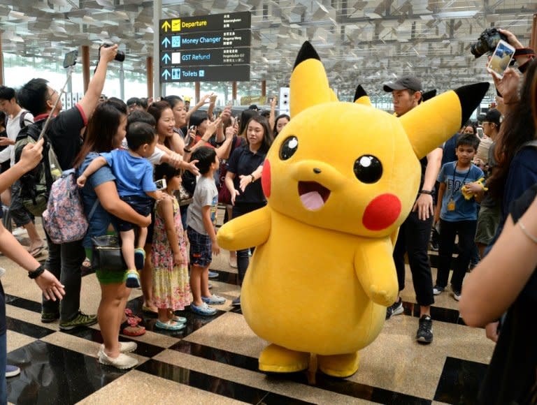 Mascot Pikachu of the Pokemon Go virtual reality game, which has become a worldwide sensation