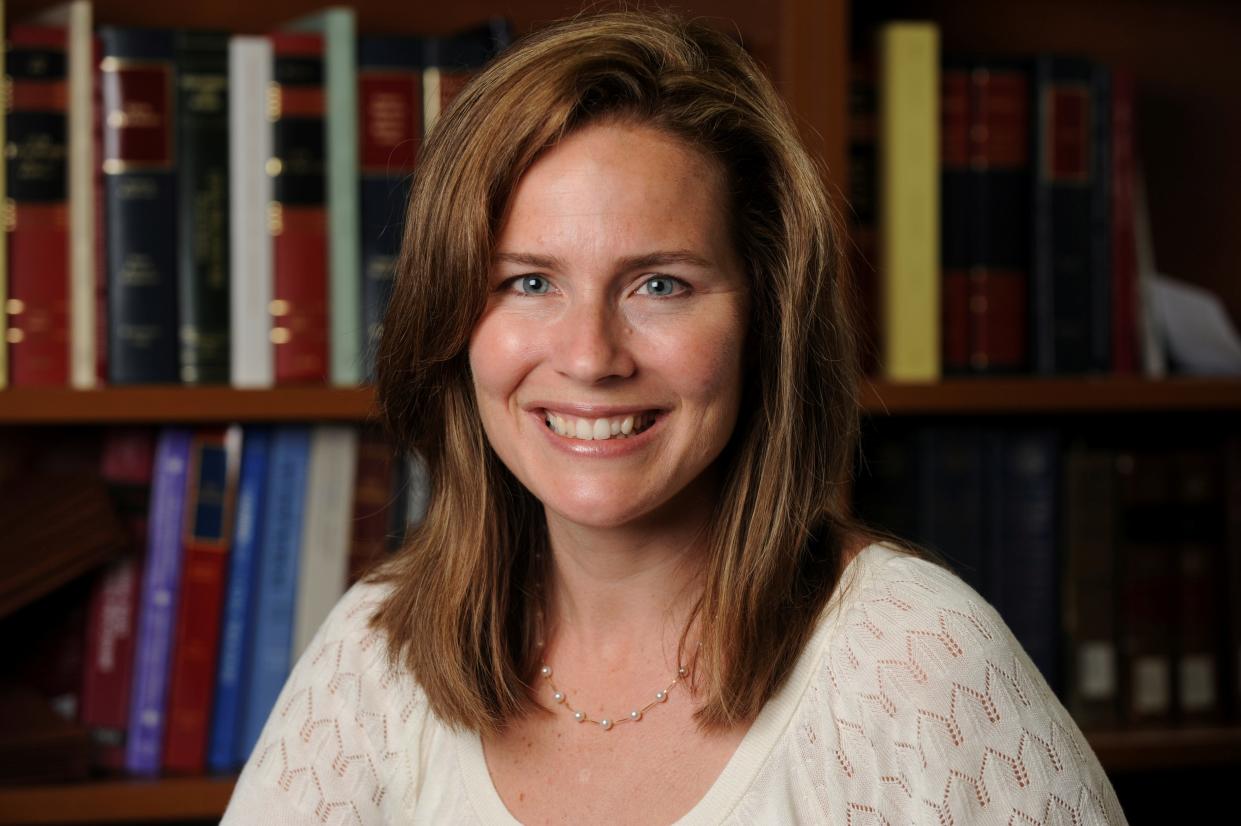 Amy Coney Barrett one of three women tipped to be Donald Trump's Supreme Court nominee. ((Via Reuters))