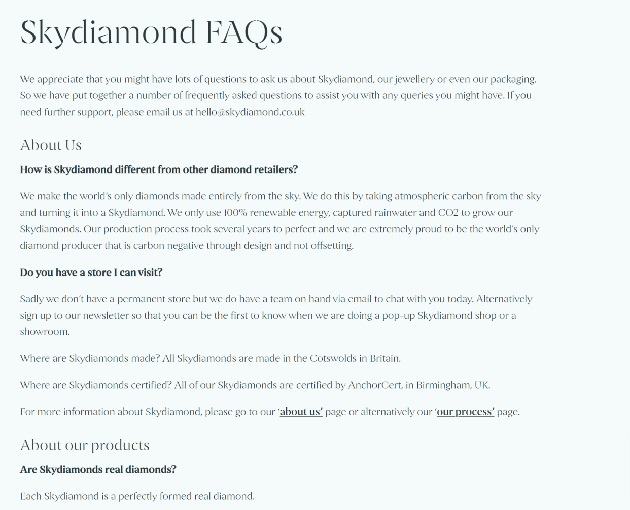 Skydiamond’s FAQ page states that ‘each Skydiamond is a perfectly formed real diamond'(ASA/PA)