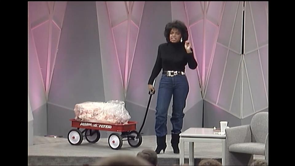 In 1988, Oprah Winfrey appeared on her show pulling a wagon full of fat representing the 67 pounds she had lost in four months.