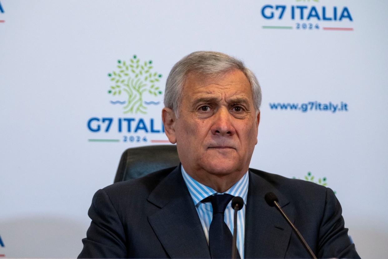 Italian Foreign Minister Antonio Tajani listens to questions during a press conference on G7 at the Foreign Ministry in Rome, Wednesday, Jan. 17, 2024. (AP)