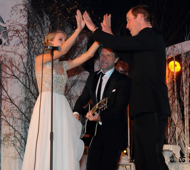 Truly livin' on a prayer (and high-fives). (Photo: Dave J Hogan/Centrepoint via Getty Images)